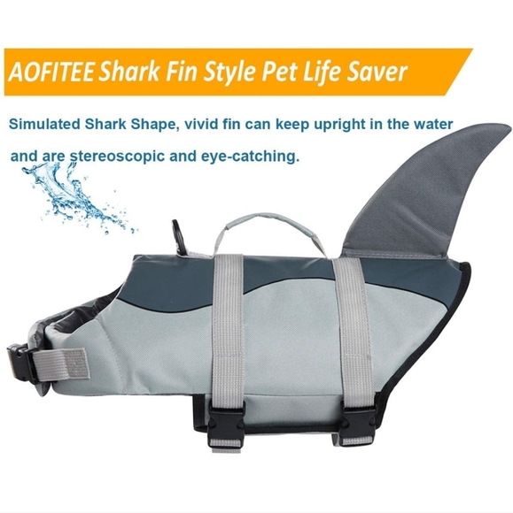 Shark life jacket for dogs M - Picture 2 of 7